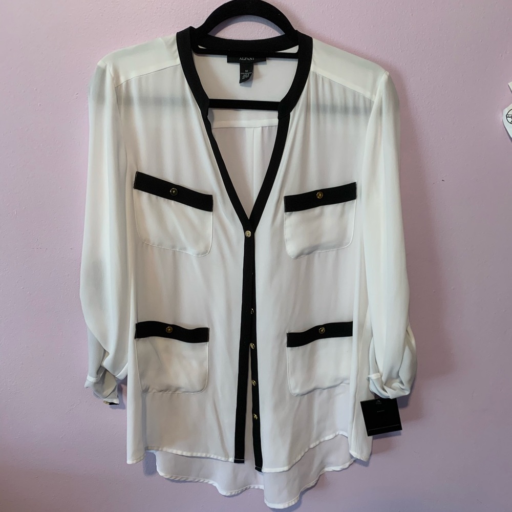 B&W Button-up Blouse